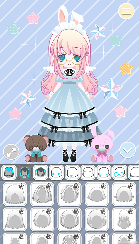 Dress-up-Bildschirm von Kawaii SELECT
